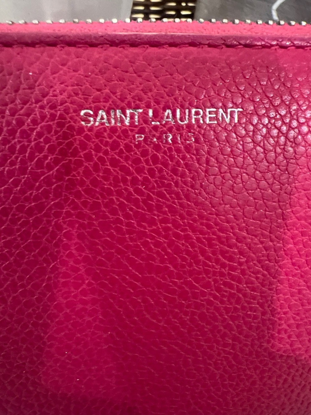 Saint Laurent Fuchsia Zip Wallet with YSL Charm - Picture 3 of 15